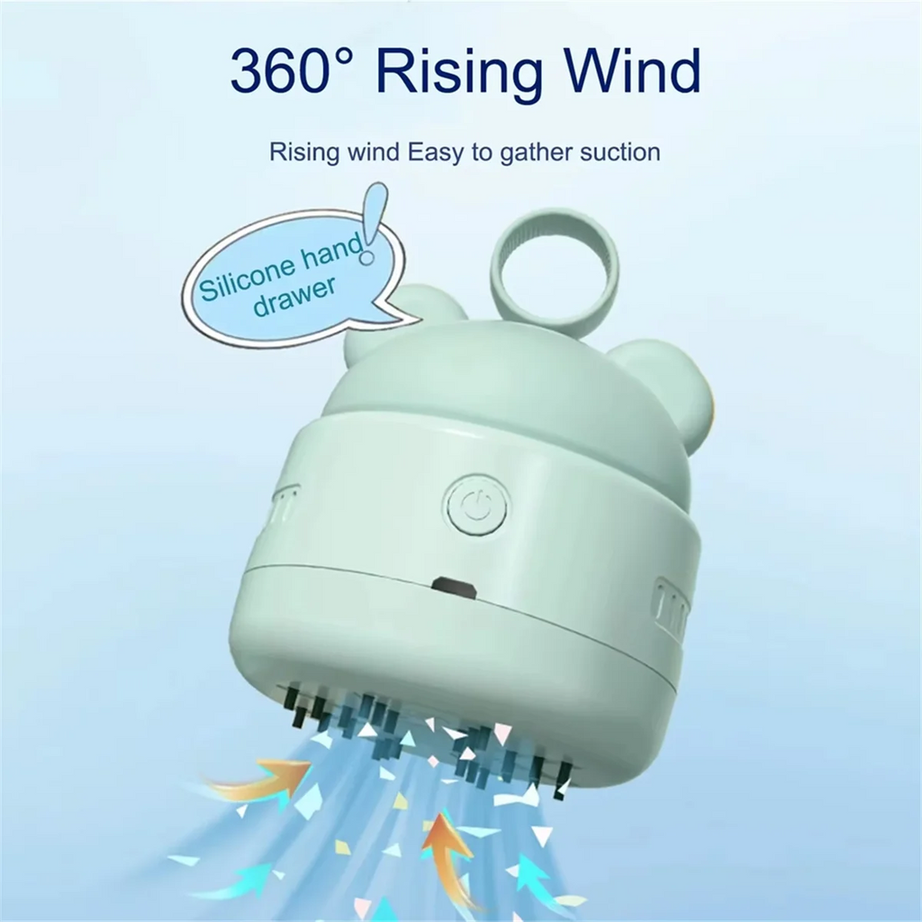 Cute Desktop Vacuum Cleaner Mini BearHead Ring Vacuum Cleaner for Cleaning Dust Crumbs Lake Green