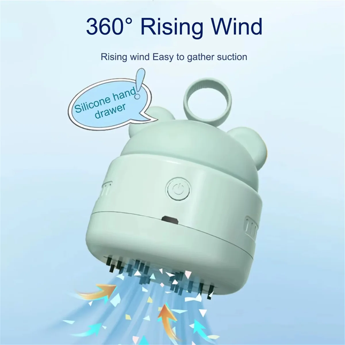 Cute Desktop Vacuum Cleaner Mini BearHead Ring Vacuum Cleaner for Cleaning Dust Crumbs Lake Green